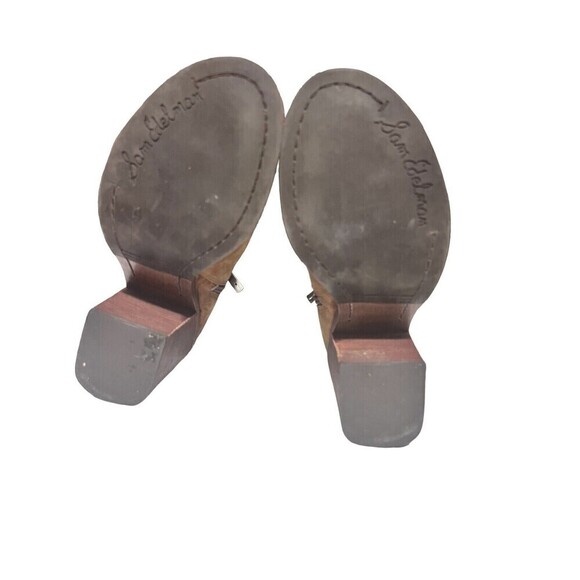 Sam Edelman  Suede Camel Factory Distressed Chunky Heel Booties Size 7.5 - Picture 8 of 11